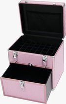 Nagel Beautycase | roze met glitters | voor Nagelproducten | inhoud maximaal 48 NagelLak Flesjes