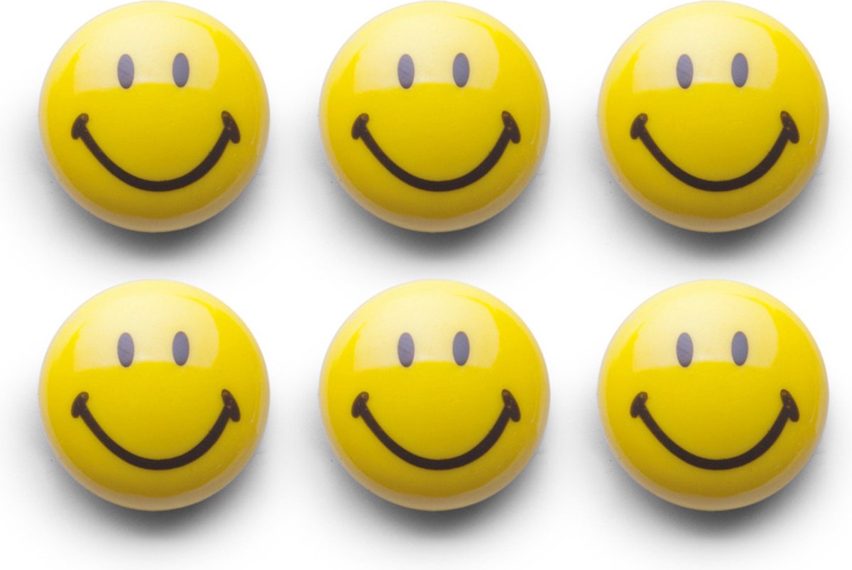 Zeller Magneten Smile / Emoticon - 6x - kunststof - 3 cm - koelkast / whiteboard