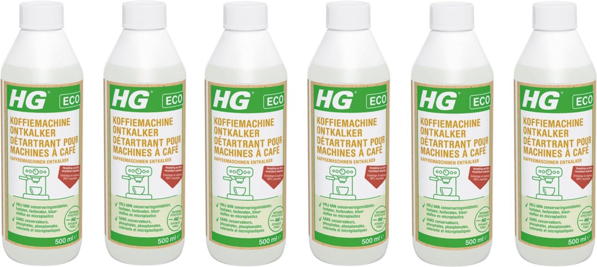 Bol.com HG Eco Koffiemachine Ontkalker Citroenzuur - 6 x 500 ml - Voordeelverpakking aanbieding