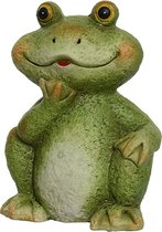 Decoris statue de jardin grenouille - céramique - vert - 10 x 7 x 13 cm