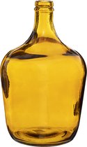 Atmosphera bloemenvaas Bologna - Olijfolie Fles model - transparant - Amber goudgeel glas - H30 x D18 cm