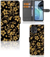Telefoonhoesje Motorola Moto G72 Bookcase Cadeau voor Oma Gouden Bloemen