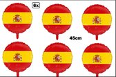 6x Folieballon Spanje (45 cm) - Thema feest land festival party fun folie ballon Spain Spaans