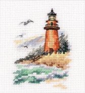 Borduurpakket ALISA - Cold Sea Shore, Lighthouse - Koude zeekust, Vuurtoren - telpatroon om zelf te borduren