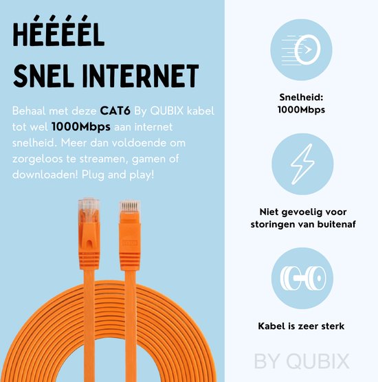 Par câble Internet Qubix - 3 mètres - orange - Câble Ethernet CAT6 - Câble  UTP RJ45... | bol.com