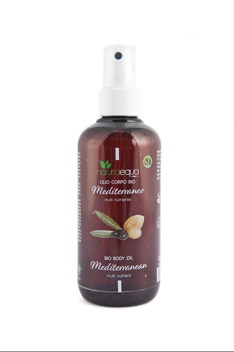 6Sensi - Naturaequa - Biologische Mediterrane lichaamsolie - zeer voedend - met zoete amandelolie en olijfolie - 250 ml