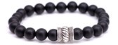 FortunaBeads – Bali Mat Onyx – Kralen Armband Heren – Zwart – 18cm