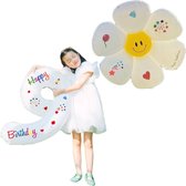 LoHa party®Daisy Folie ballonnen Set-XXL Cijfer Folie Ballon 9-Instagram-Tik Tok-Happy Birthday Sticker -Bloem ballon-Wit-Helium Ballonnen-Bruiloft-Verjardaag-Baby shower-Feestpakket-Viesering-Decoratie-4Stuks