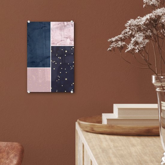 Peinture sur Verre - Marbre - Etoiles - Collage - 20x30 cm - Peintures Plexiglas