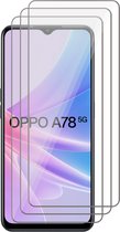 Screenprotector geschikt voor Oppo A78 - 3x Gehard Glas Screen Protector GlassGuard