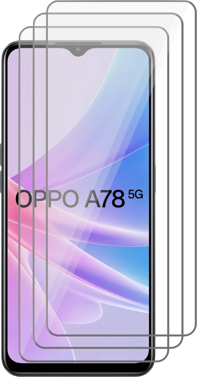 Screenprotector geschikt voor Oppo A78 - 3x Gehard Glas Screen Protector GlassGuard