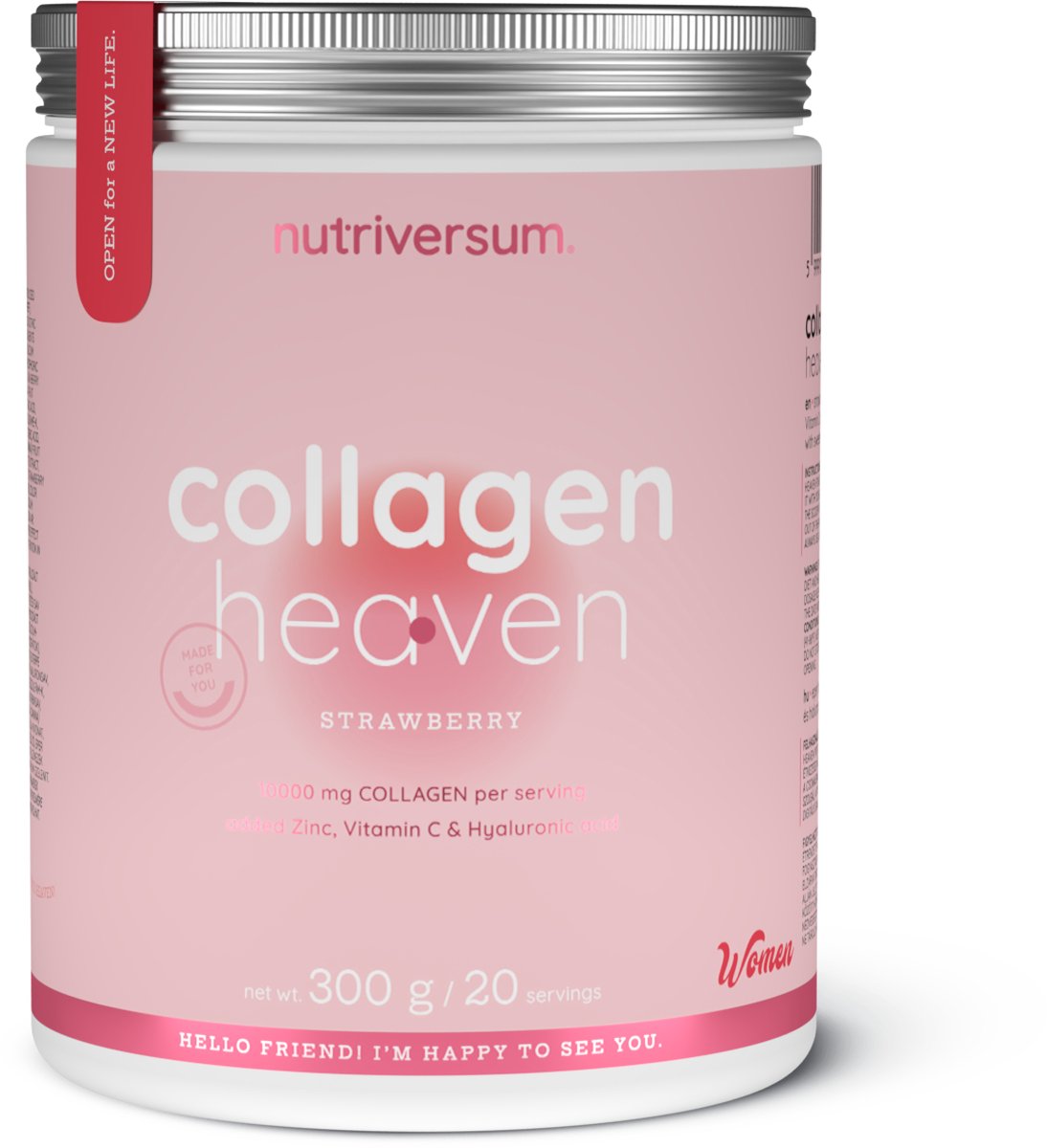 Goedkoopste Nutriversum | Rund collageen heaven | Strawberry | 300gr 20 servings | 10000mg collageen per serving | Hyaluronzuur | Vrouwen | Supplement | Nutriworld