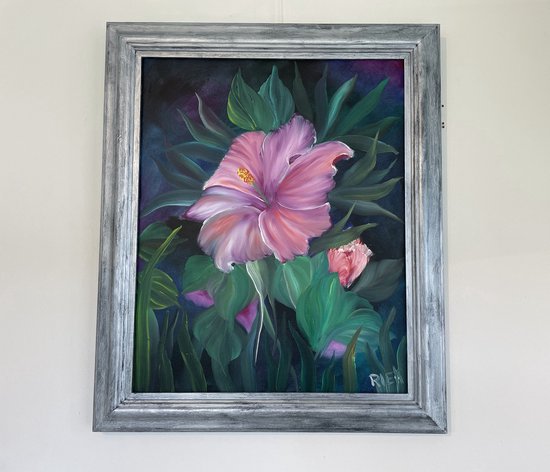 Olieverf schilderij Hibiscus
