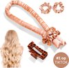foto van BeautyFit - Heatless Curls - Krulspelden - bekend van tiktok - Champagne 4-delig - Haarrollers Groot - Haarkruller - Krul Rollers - Krullen Zonder Hitte Maken - Krullers - Haar Rollers Zelfklevend