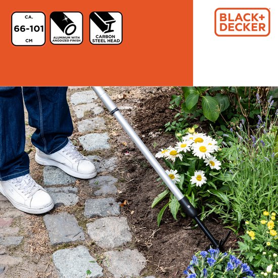 BLACK+DECKER Cultivator met Schoffel - Tuinhark en Schoffel - In Lengte Verstelbaar 66-101CM - Cultiveren en Onkruid Wieden - Kop van Koolstofstaal van BLACK+DECKER — afbeelding 3