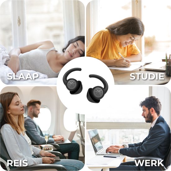 Shello® Slaap Oordoppen – Oordopjes Slapen – Anti-Snurk – Earplugs - Gehoorbescherming – Party Plugs - Hoge Geluidsdemping (35dB) - 2 Maten (M/L) - BPA vrije Siliconen - Zwart