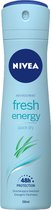 Nivea Deodorant Spray Fresh Energy 150 ml - Anti-transpirant deospray met anti-bacteriële werking 48h bescherming - Alcoholvrij - Deodorantspray