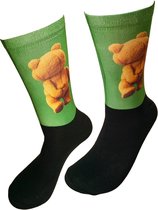 Verjaardag cadeau - Beer BUD sokken - Beertje - Print sokken - vrolijke sokken - valentijns cadeau - aparte sokken - grappige sokken - leuke dames en heren sokken - moederdag - vaderdag - Socks waar je Happy van wordt - Maat 36-40