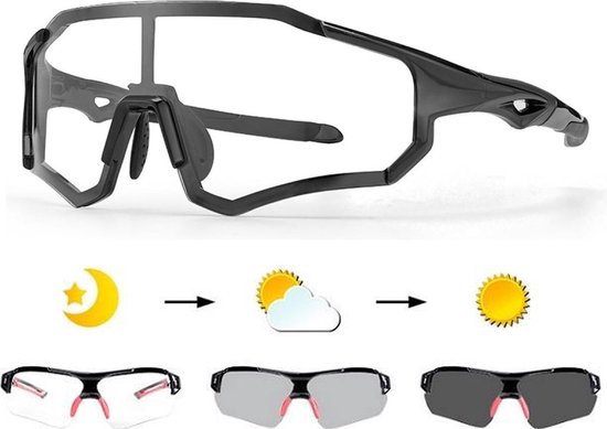 Falkann horizon fietsbril / sportbril zwart - met meekleurende glazen