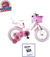 Vélo pour enfants Volare Rose - 14 pouces - Rose / Wit - Y compris le kit de réparation de pneus WAYS