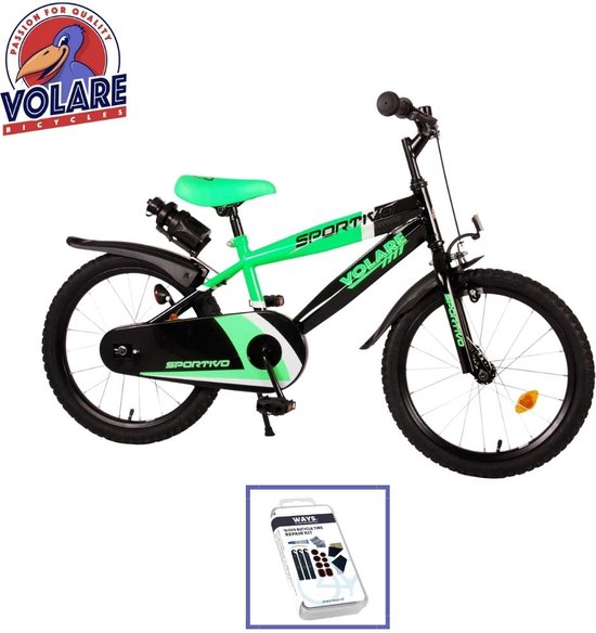 Vélo pour enfants Volare Sportivo - 18 pouces - Vert / Zwart - Y compris le  kit de... | bol.com