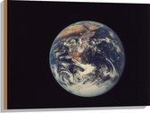 Hout - Vooraanzicht van de Aarde - 80x60 cm - 9 mm dik - Foto op Hout (Met Ophangsysteem)