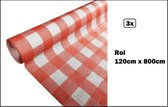 3x Tafelrol tafelkleed Boerenbont rood-wit 120cm x 800cm papier- ruit diner food festival eten fun thema feest party