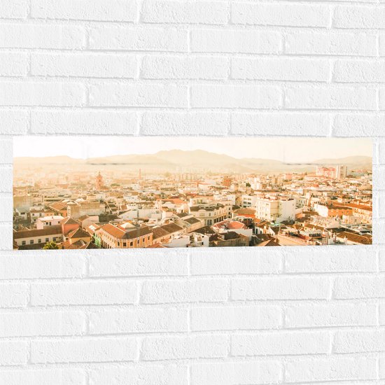 Muursticker - Bovenaanzicht van Madrid, Spanje - 90x30 cm Foto op Muursticker