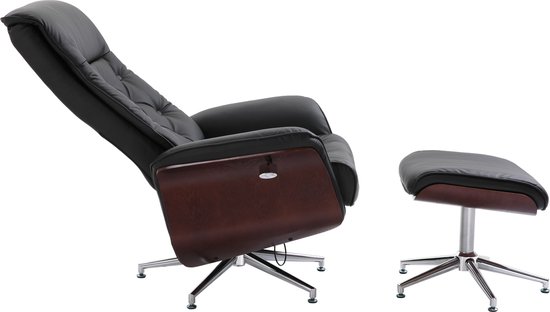 HOMCOM Relaxstoel met kruk tv-stoel Gepolsterde stoel 360° draaibaar 145° kantelbaar 833-654