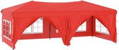 vidaXL Tente de réception pliable avec parois latérales 3 x 6 m Rouge