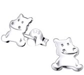 Joy|S - Zilveren nijlpaard oorbellen - 7 mm - zilver - kinderoorbellen