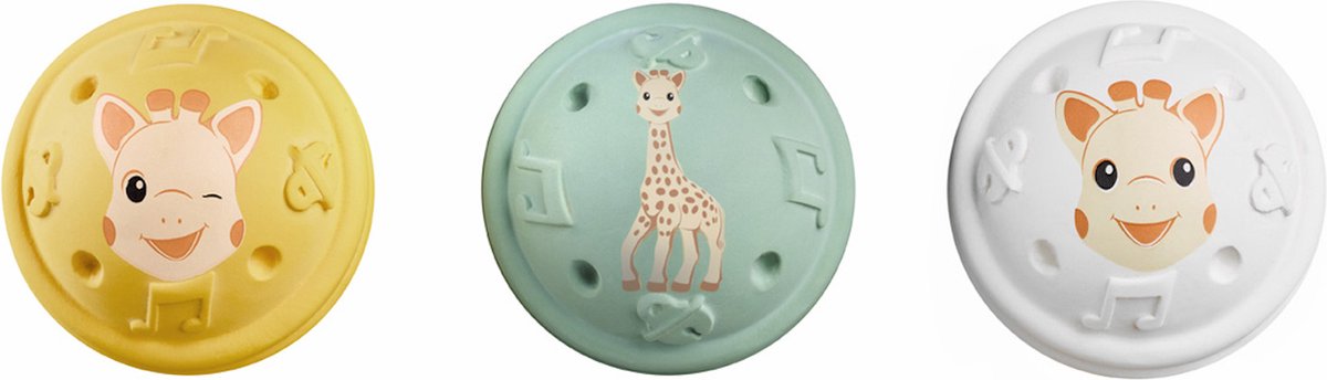 Sophie de giraf Muzikale Speelballen - 5-Senses Collectie - Speelgoedbal - Babyspeelgoed - 100% Natuurlijk rubber - OK-Biobased - Vanaf 3 maanden - Geel/Wit/Groen - 3 Stuks — afbeelding 10