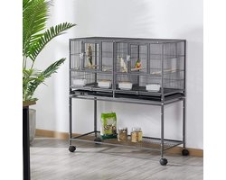 Grote vogelkooi vogels dubbele kooi scheidingswand scheidingsrooster kweekkooi gedeelde broedkooi HMTM-BC-10019-Black