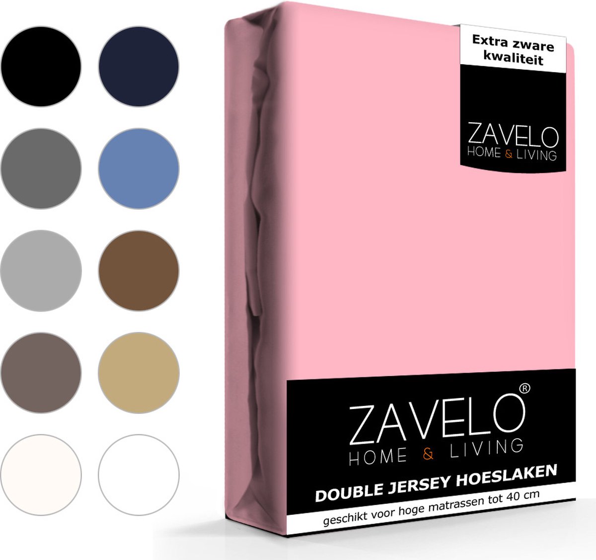Zavelo Dubbel Jersey Hoeslaken Roze - Extra Breed (200x220 cm) - Extra Dik - Hoogwaardige Kwaliteit - Hoge Hoek - Rondom Elastisch - Perfecte Pasvorm