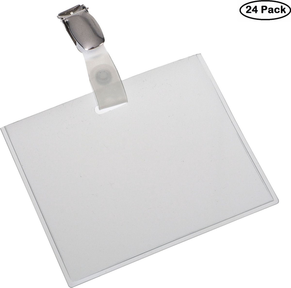 Badgehouder Europel strip + clip – 90 x 60 mm – Transparant – 24 stuks