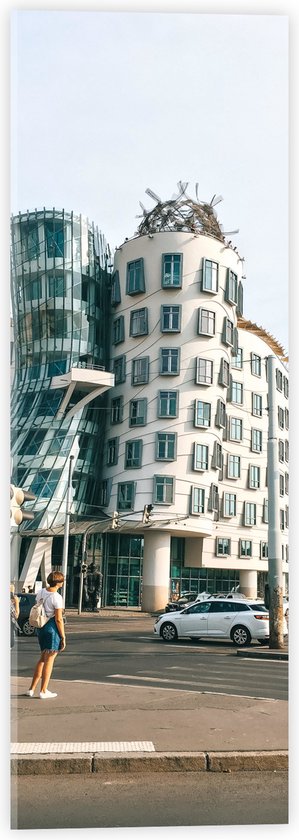 Acrylglas - Dansend Huis in Praag, Tsjechië - 20x60 cm Foto op Acrylglas (Met Ophangsysteem)