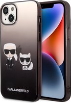 Karl Lagerfeld Premium Back Cover Telefoonhoesje geschikt voor Apple iPhone 14 Plus - Transparant/Zwart - Polycarbonaat/TPU - Uitstekende Bescherming