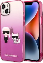 Karl Lagerfeld Transparant Roze Polycarbonaat/TPU Back Cover Telefoonhoesje voor Apple iPhone 14 Plus - Bescherming & Stijl