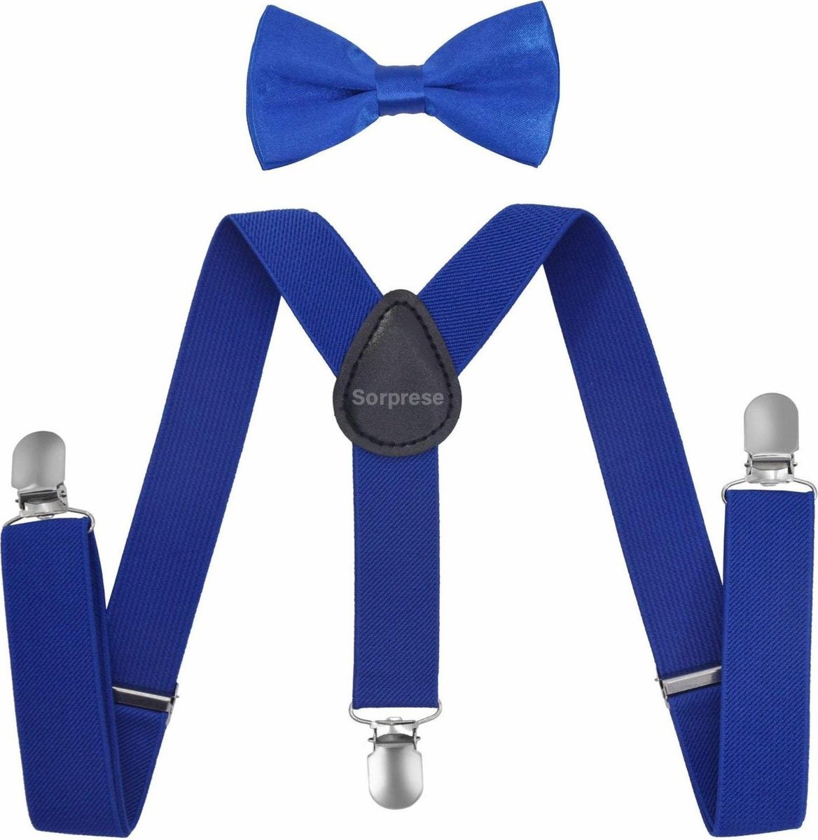 Sorprese - Kinder Bretels Inclusief Vlinderdas - Royal Blue - Effen - 65cm - Bretels Kind - Vlinderstrik Kind