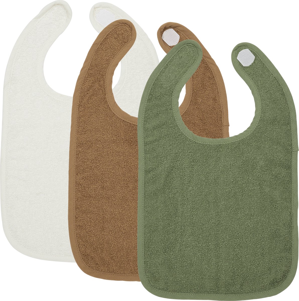 Meyco Baby Uni slab - 3-pack - badstof - offwhite/toffee/forest green - Meyco
