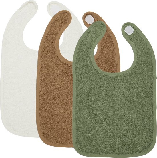 Meyco Baby Uni slab - 3-pack - badstof - offwhite/toffee/forest green