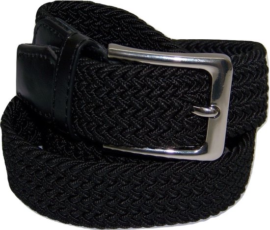 XXL - ceinture de confort élastique - Zwart - taille 150 cm. - tressé - 100% élastique - boucle sans nickel