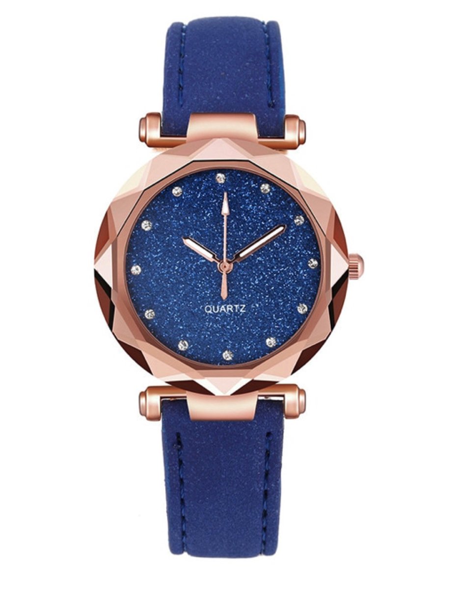 Hidzo Horloge Quartz Ø 38 - Blauw-Rose