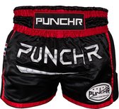 PunchR™ Muay Thai Short Super Mesh Zwart Rood maat XXXL