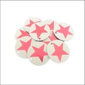Kraft Kaartjes Ster - Rode sterren - Cadeau kaartje - 50 stuks - Ø55 mm - Perfect als decoratie of kadokaartje