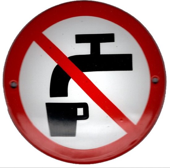 Emaille verbodsbord en wandbord geen drinkwater 10 cm Rond bol