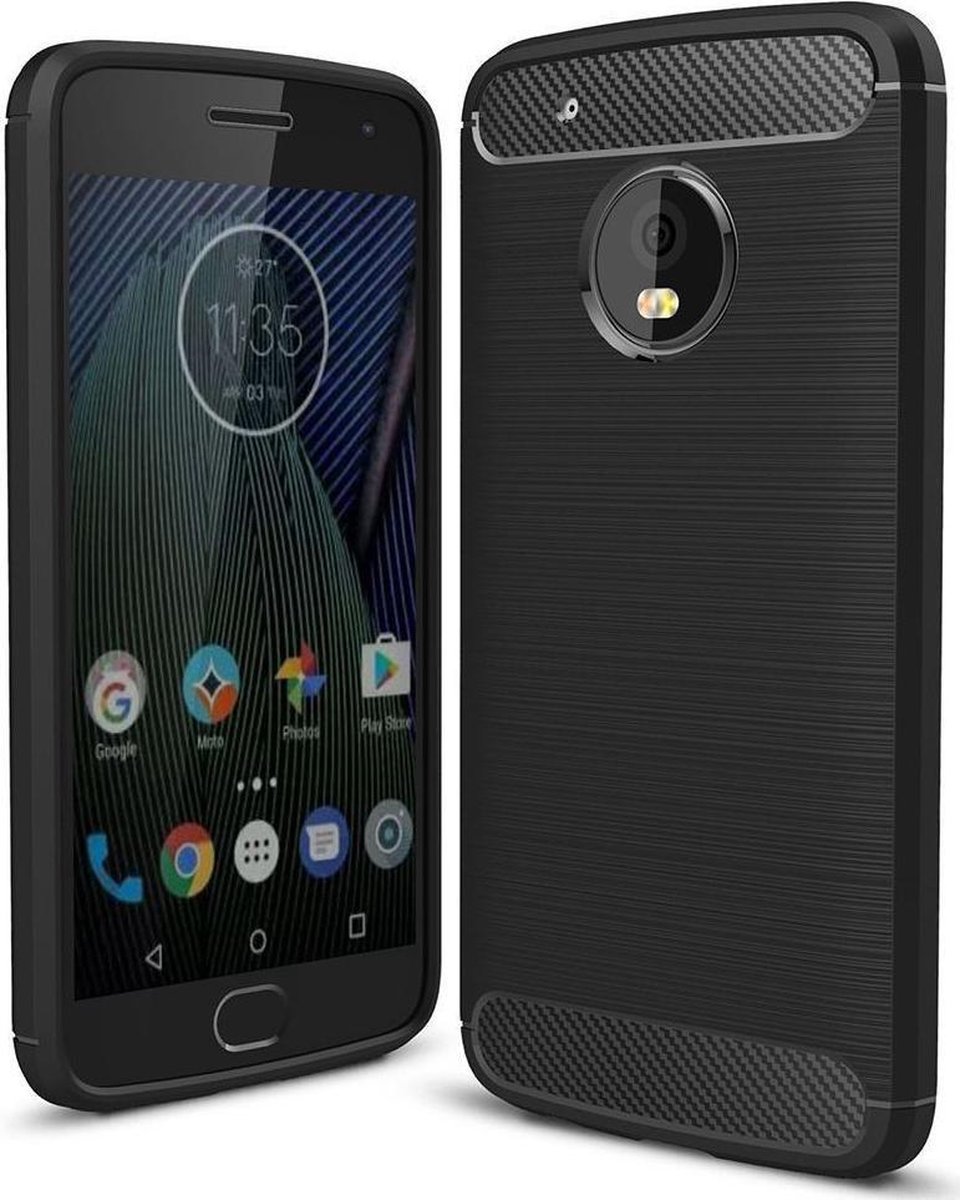 Motorola Moto G5 Geborsteld TPU Hoesje Zwart