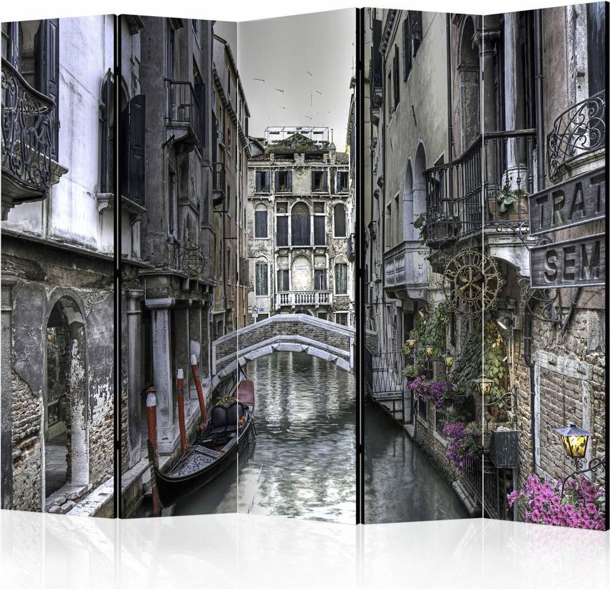 Vouwscherm - Romantisch Venetië 225x172cm , gemonteerd geleverd, dubbelzijdig geprint (kamerscherm)
