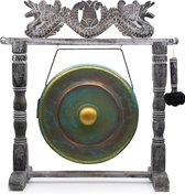 Healing Gong in Standaard - Groen - 50cm - Metaal & Hout - Meditatie & Yoga Gong - Handgemaakt Bali