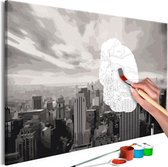 Doe-het-zelf op canvas schilderen - Grijze New York 60x40 ,  Europese kwaliteit, cadeau idee